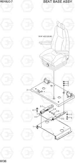 6130 SEAT BASE ASSY R510LC-7(INDIA), Hyundai