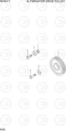 9725 ALTERNATOR DRIVE PULLEY R510LC-7(INDIA), Hyundai