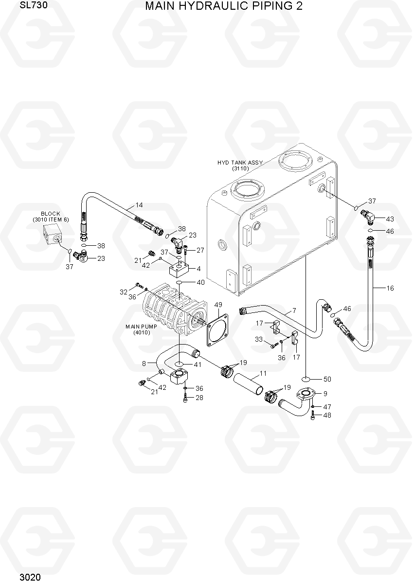 3020 MAIN HYDRAULIC PIPING 2 SL730, Hyundai