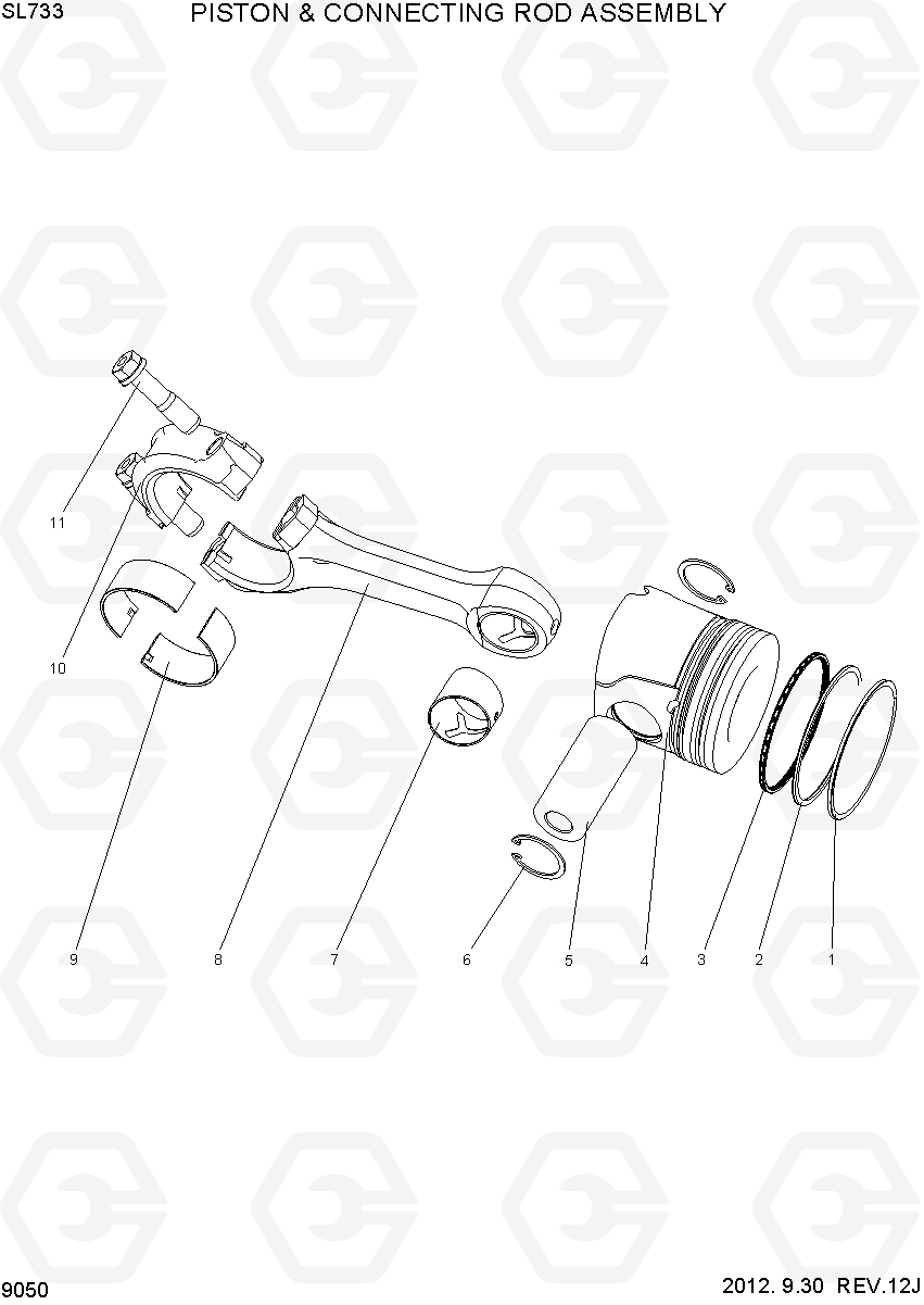 9050 PISTION ＆ CONNECTING ROD ASSEMBLY SL733, Hyundai