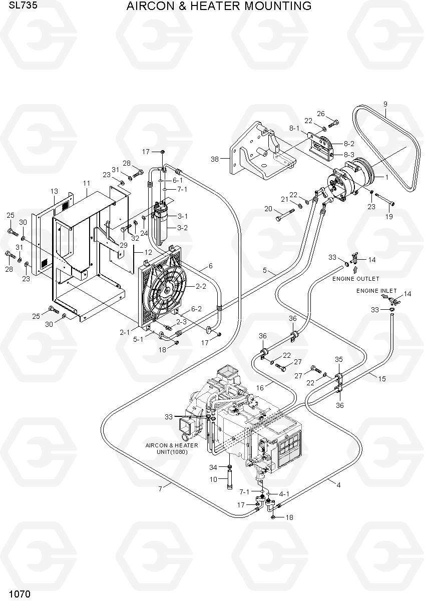 1070 AIRCON & HEATER MOUNTING SL735, Hyundai