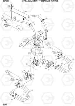 3040 ATTACHMENT HYDRAULIC PIPING SL763S, Hyundai