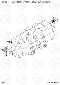 7061 BUCKET(2.7M3, TOOTH, HEAVY DUTY, 2-BOLT) SL763S, Hyundai
