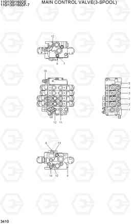 3410 MAIN CONTROL VALVE(3-SPOOL) 110/130/160DF-7, Hyundai