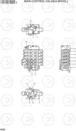 3420 MAIN CONTROL VALVE(4-SPOOL) 110/130/160DF-7, Hyundai