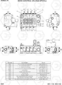 3A41 MAIN CONTROL VALVE(4-SPOOL) 25LC/30LC-7A, Hyundai