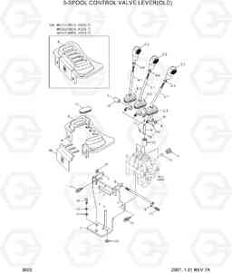 3020 3-SPOOL CONTROL VALVE LEVER(OLD) 35DS/40DS/45DS-7, Hyundai