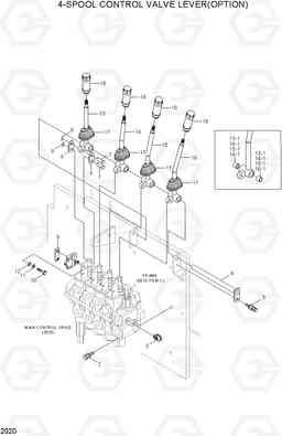 2020 4-SPOOL CONTROL VALVE LEVER(OPTION) HBR20/25-7, Hyundai