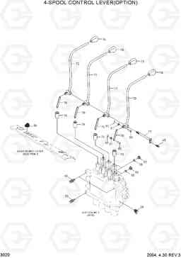 3020 4-SPOOL CONTROL LEVER(OPTION) HDF15/18III, Hyundai