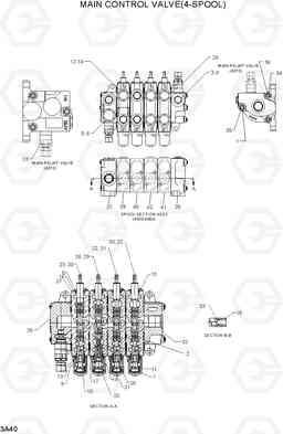 3A40 MAIN CONTROL VALVE(4-SPOOL) HDF50/70-7S, Hyundai