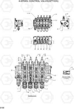 3130 4-SPOOL CONTROL VALVE(OPTION) HDF50/70A, Hyundai