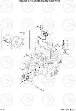 4070 ENGINE & TRANSMISSION ELECTRIC HL730-3(#1001-), Hyundai