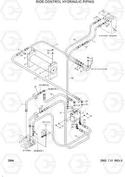 2064 RIDE CONTROL HYDRAULIC PIPING HL730TM-3(-#1000), Hyundai