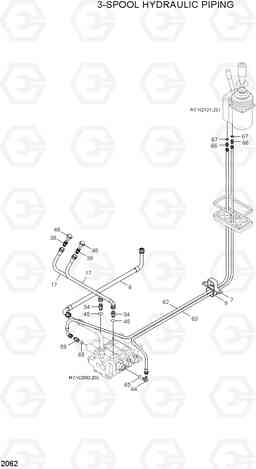 2062 3-SPOOL HYDRAULIC PIPING HL730TM-3(#1001-), Hyundai