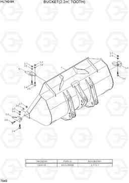 7040 BUCKET(2.2M3, TOOTH) HL740-9A, Hyundai