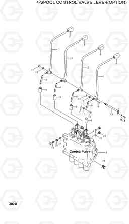 3020 4-SPOOL CONTROL VALVE LEVER(OPTION) HLF15/18II, Hyundai