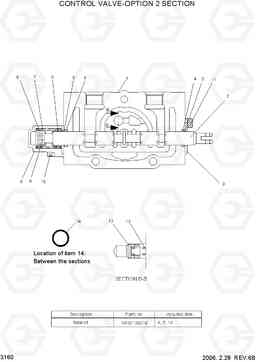 3160 CONTROL VALVE-OPTION 2 SECTION HLF15/18-5, Hyundai