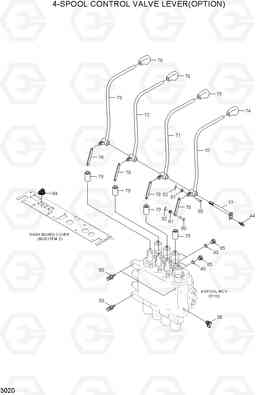 3020 4-SPOOL CONTROL VALVE LEVER(OPTION) HLF15/18CIII, Hyundai