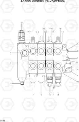 3110 4-SPOOL CONTROL VALVE(OPTION) HLF15/18CIII, Hyundai