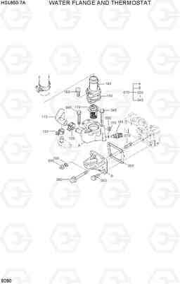 9280 WATER FLANGE AND THERMOSTAT HSL650-7A, Hyundai
