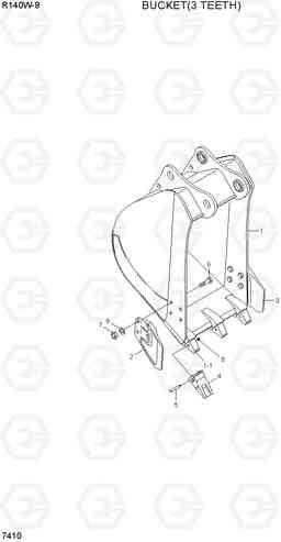 7410 BUCKET(3 TEETH) R140W-9, Hyundai