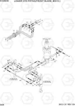 3426 LOWER HYD PIPING(FRONT BLADE, #0015-) R140W-9S, Hyundai
