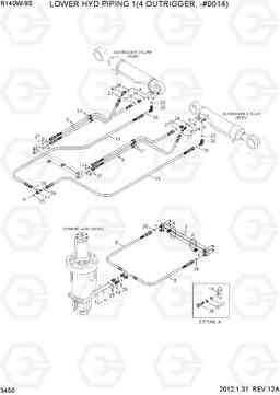 3450 LOWER HYD PIPING 1(4 OUTRIGGER, -#0014) R140W-9S, Hyundai