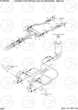 3455 LOWER HYD PIPING 2(4 OUTRIGGER, -#0014) R140W-9S, Hyundai