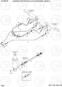 3431 LOWER HYD PIPING(2-OUTRIGGER, #0067-) R170W-9S, Hyundai