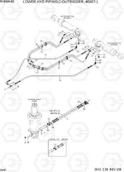 3431 LOWER HYD PIPING(2-OUTRIGGER, #0067-) R180W-9S, Hyundai