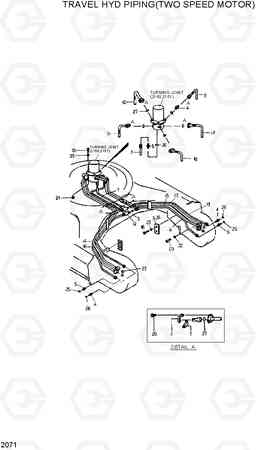 2071 TRAVEL HYD PIPING(TWO SPEED MOTOR) R200LC, Hyundai