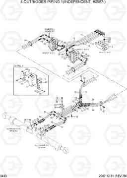 3433 4-OUTRIGGER PIPING 1(INDEPENDENT,#0587-) R200W-7, Hyundai