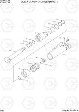 3453 QUICK CLAMP CYLINDER(#0197-) R210/220LC-7H, Hyundai