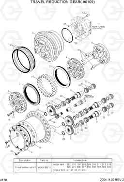 4170 TRAVEL REDUCTION GEAR(-#0109) R210NLC-7, Hyundai