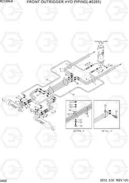 3450 FRONT OUTRIGGER HYD PIPING(-#0285) R210W-9, Hyundai