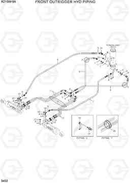 3450 FRONT OUTRIGGER HYD PIPING R210W-9A, Hyundai