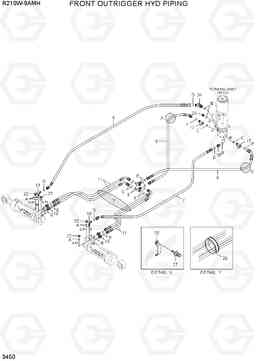 3450 FRONT OUTRIGGER HYD PIPING R210W9AMH, Hyundai