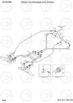 3450 FRONT OUTRIGGER HYD PIPING(-#0003) R210W9-MH, Hyundai