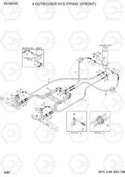 3467 4 OUTRIGGER HYD PIPING 1(FRONT, #0013-) R210W-9S, Hyundai