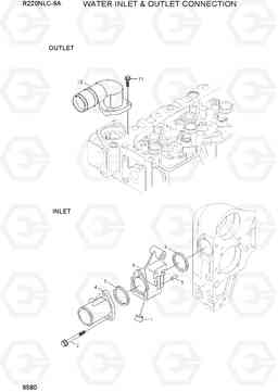 9580 WATER INLET & OUTLET CONNECTION R220NLC-9A, Hyundai