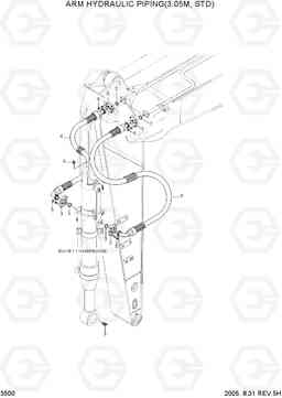 3500 ARM HYDRAULIC PIPING(3.05M, STD) R250LC-7, Hyundai