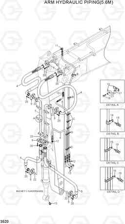 3520 ARM HYDRAULIC PIPING(5.6M) R300LC-7, Hyundai