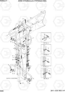 3535 ARM HYDRAULIC PIPING(5.6M, #1525-) R305LC-7, Hyundai