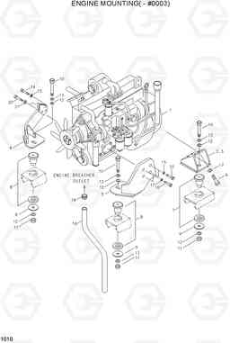 1010 ENGINE MTG(-#0003) R360LC-3H, Hyundai