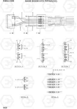 3420 BASE BOOM HYD PIPING(2/2) R380LC-9DM, Hyundai