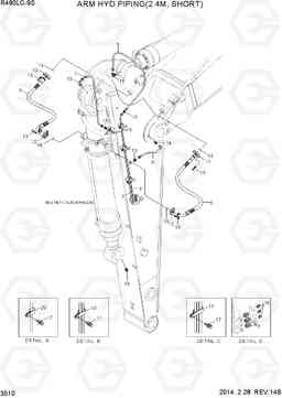 3510 ARM HYDRAULIC PIPING(2.4M, SHORT) R480LC-9S, Hyundai