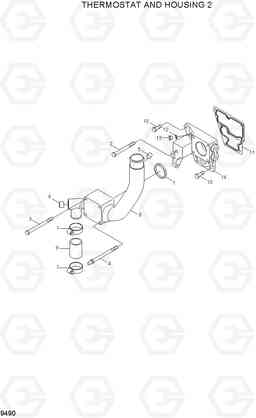 9490 THERMOSTAT AND HOUSING 2 R500LC-7A, Hyundai