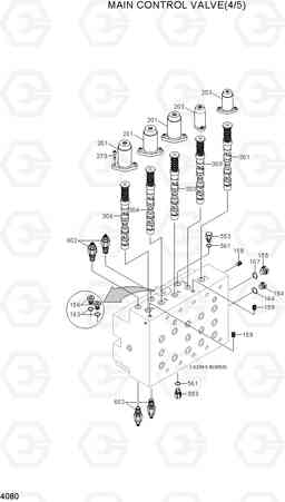 4080 MAIN CONTROL VALVE(4/5) R210LC-7(#98001-), Hyundai