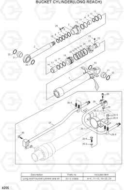 4205 BUCKET CYLINDER(LONG REACH) R210LC-7(#98001-), Hyundai