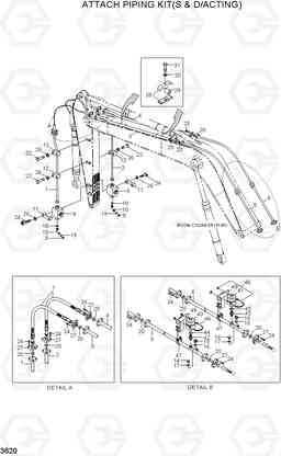 3620 ATTACH PIPING KIT(S & D/ACTING) R210LC-7H(#9001-), Hyundai